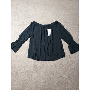 Sanctuary Womens Charlotte Black Off The Shoulder Casual Top Shirt S BHFO 7785